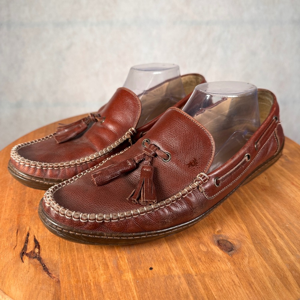 Cole Haan Tassel Loafer Mens 11 M Brown Good Leather Moc Toe C07343 Driving Shoe